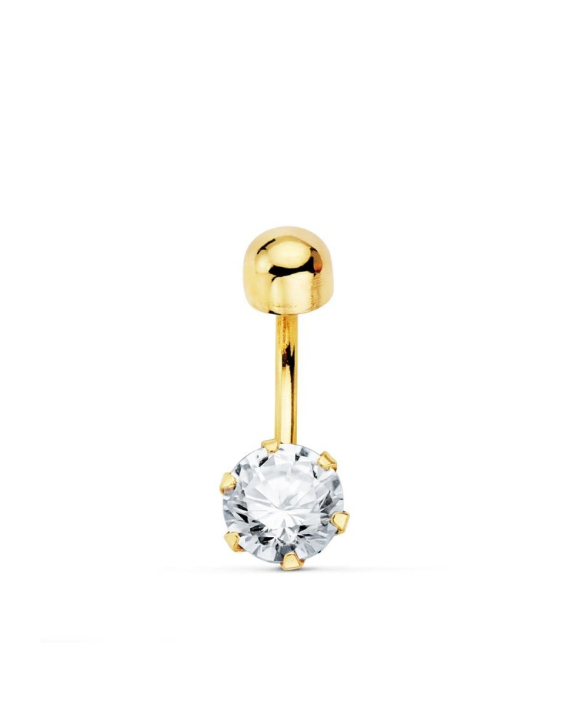 Piercing ombligo oro 18k circonita 6mm