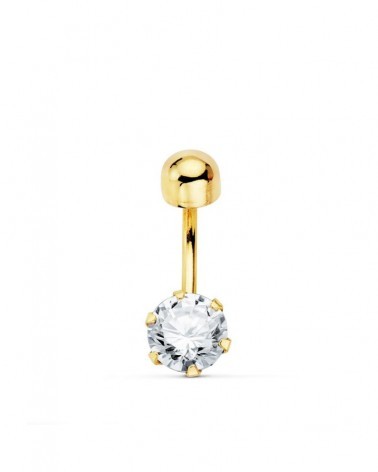 Piercing ombligo oro 18k circonita 6mm