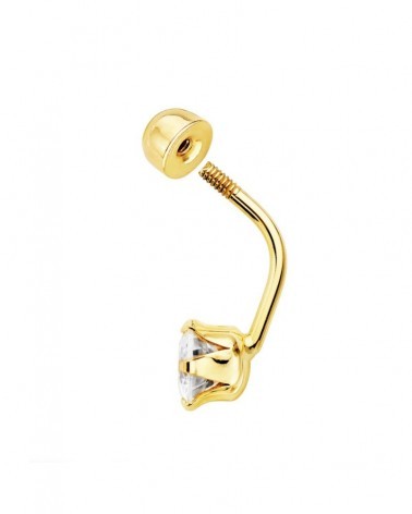 Piercing ombligo oro 18k circonita 6mm