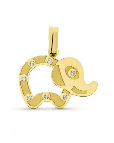 Colgante oro 18k elefante circonitas 20x16mm
