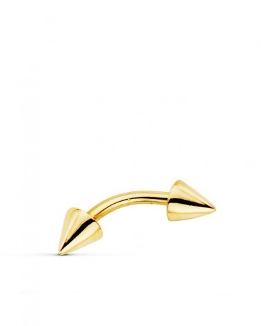 Piercing oro 18k ceja dos pinchos 13mm