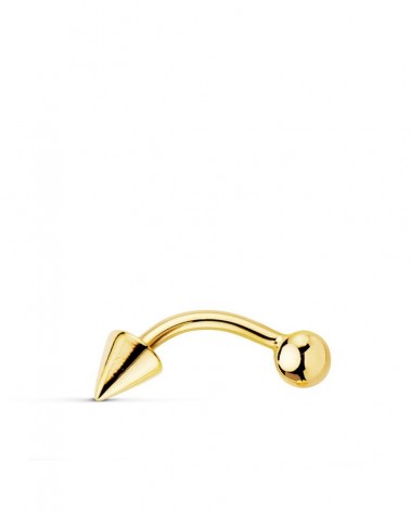 Piercing oro 18k ceja diseño punta y bola 3mm