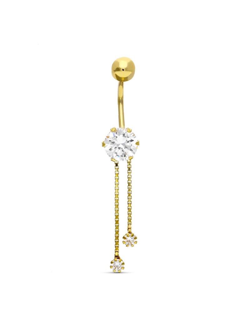 Piercing ombligo oro 18k amarillo circonita cadenas