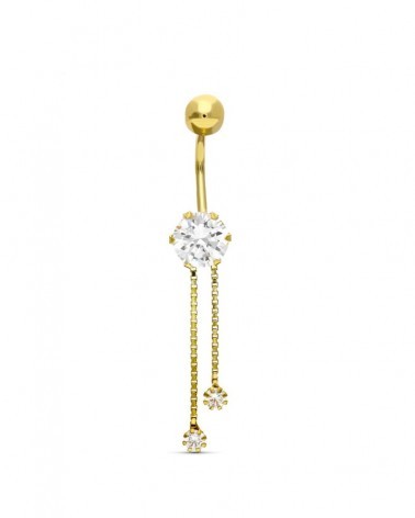 Piercing ombligo oro 18k amarillo circonita cadenas
