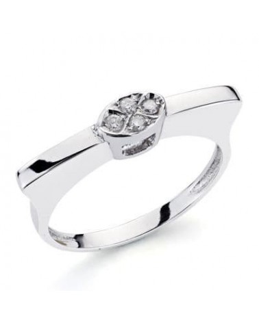 Sortija oro blanco 18k diamante brillante 0,10 quilates