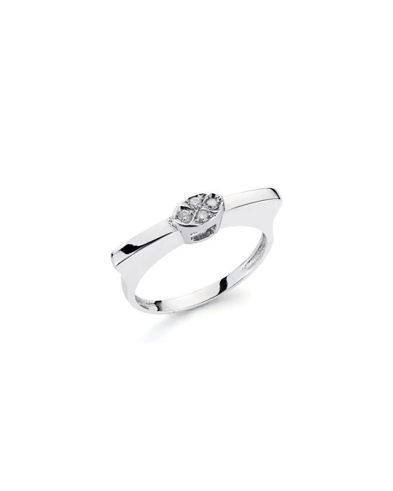 Sortija oro blanco 18k diamante brillante 0,10 quilates