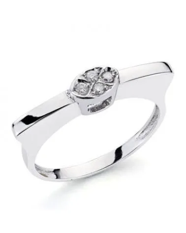 Sortija oro blanco 18k diamante brillante 0,10 quilates