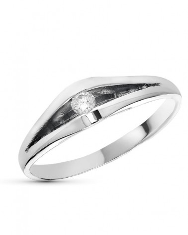 Solitario oro 18k blanco diamante 0,10 quilates