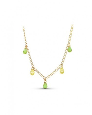 Gargantilla oro 18k lágrimas piedras color verde