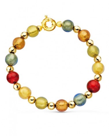 Pulsera oro 18k cristal Murano multicolor 21cm