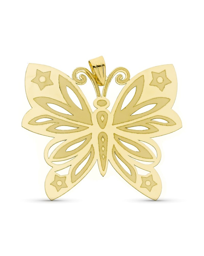 Colgante oro 18k amarillo mariposa calada 34x30mm