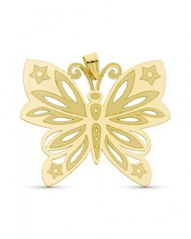 Colgante oro 18k amarillo mariposa calada 34x30mm