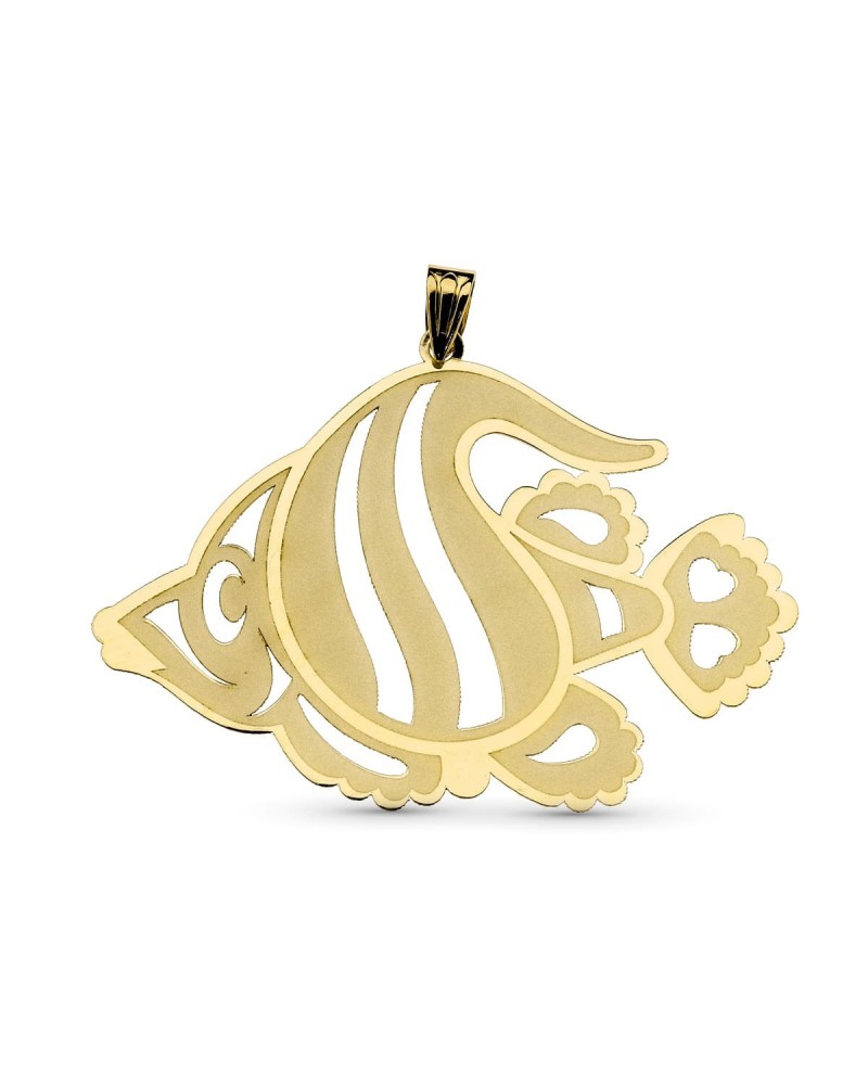 Colgante oro 18k amarillo pez calado 45x32mm