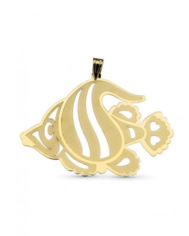 Colgante oro 18k amarillo pez calado 45x32mm