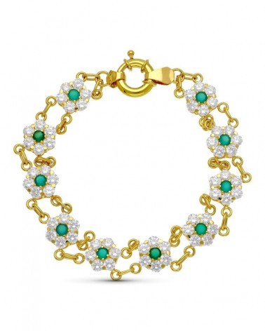 Pulsera oro 18k amarillo cuajos circonitas 21,4g