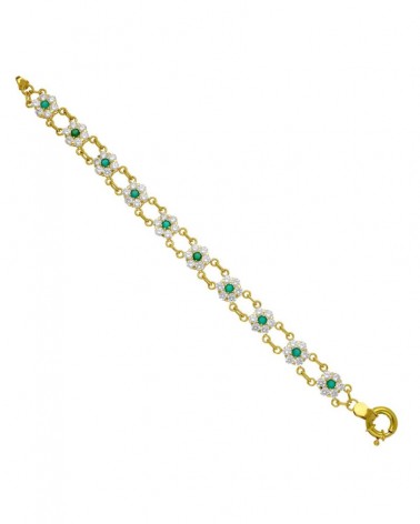 Pulsera oro 18k amarillo cuajos circonitas 21,4g