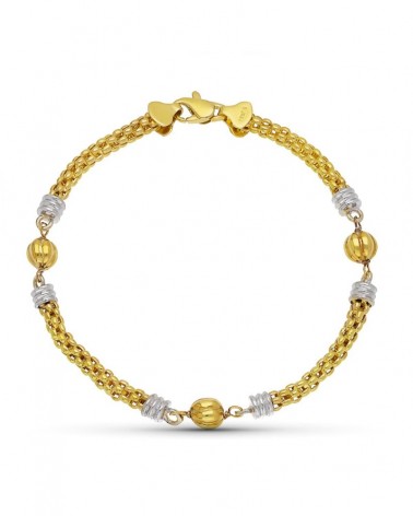 Pulsera oro 18k bicolor bolas gallón peso 7,8g