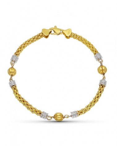 Pulsera oro 18k bicolor bolas gallón peso 7,8g