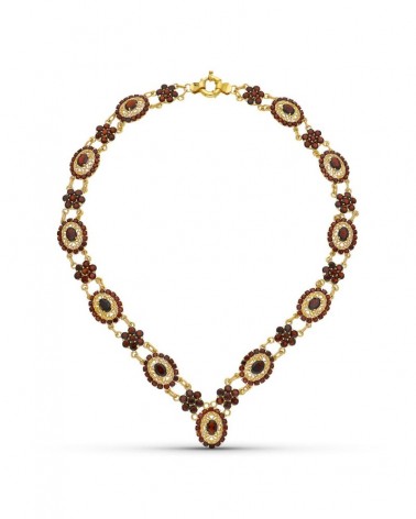 Gargantilla oro 18k granates motivos ovalados 42cm