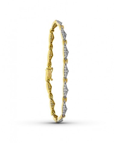 Pulsera oro 18k bicolor circonitas romboidales