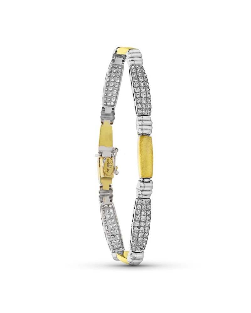Pulsera oro 18k bicolor circonitas estampación