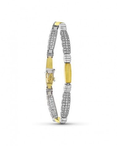 Pulsera oro 18k bicolor circonitas estampación