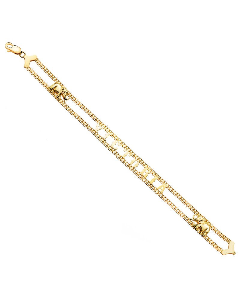Pulsera oro 18k amarillo nombres elefantes 10mm