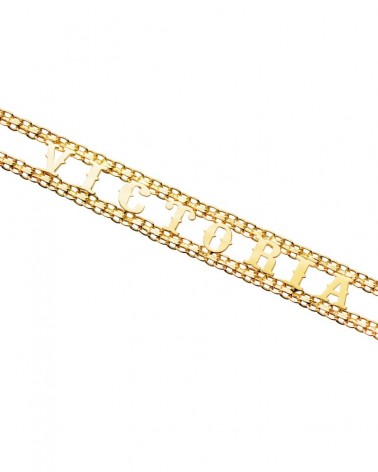 Pulsera oro 18k amarillo nombres elefantes 10mm