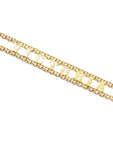 Pulsera oro 18k amarillo nombres elefantes 10mm