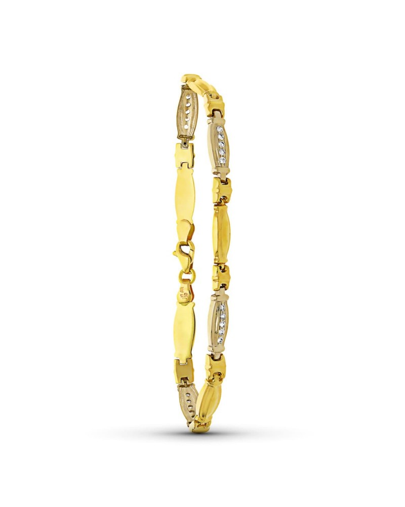 Pulsera oro 18k bicolor estampada 9,1g