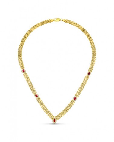 Gargantilla oro 18k amarillo rubíes modelo pantera 26,0g