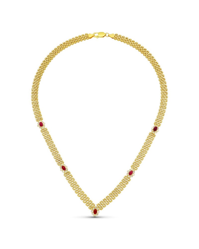 Gargantilla oro 18k amarillo rubíes modelo pantera 26,0g