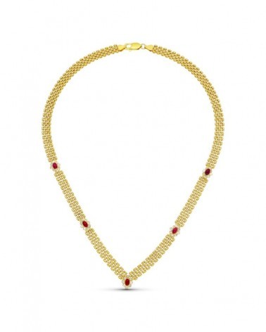 Gargantilla oro 18k amarillo rubíes modelo pantera 26,0g