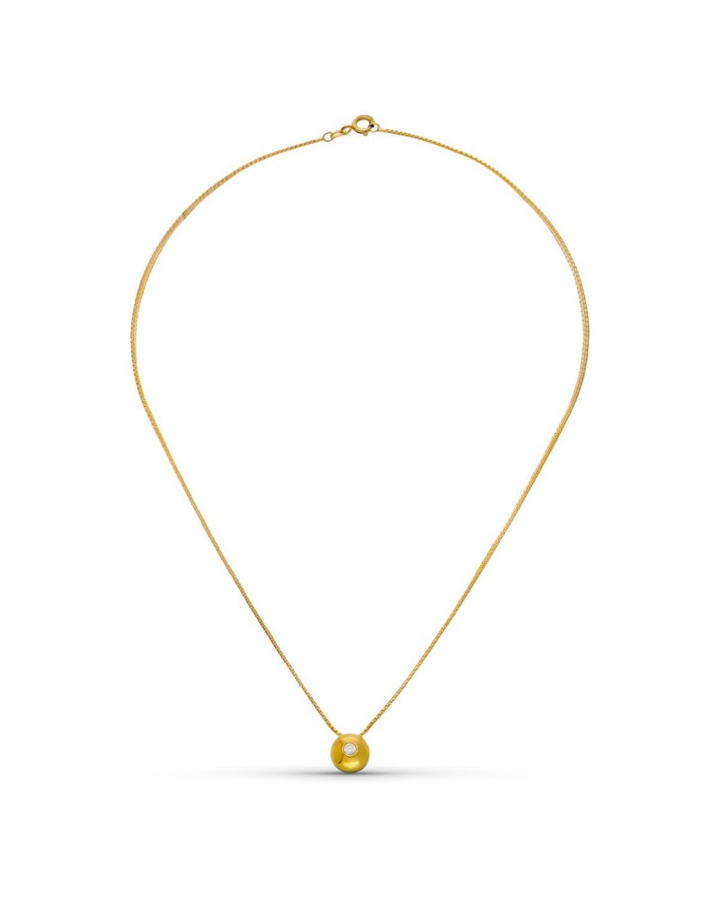 Gargantilla oro 18k bicolor colgante círculo circonita