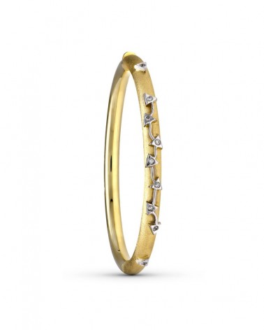 Pulsera oro 18k bicolor rígida circonitas