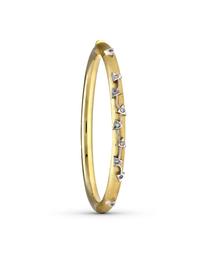 Pulsera oro 18k bicolor rígida circonitas