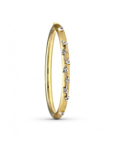 Pulsera oro 18k bicolor rígida circonitas