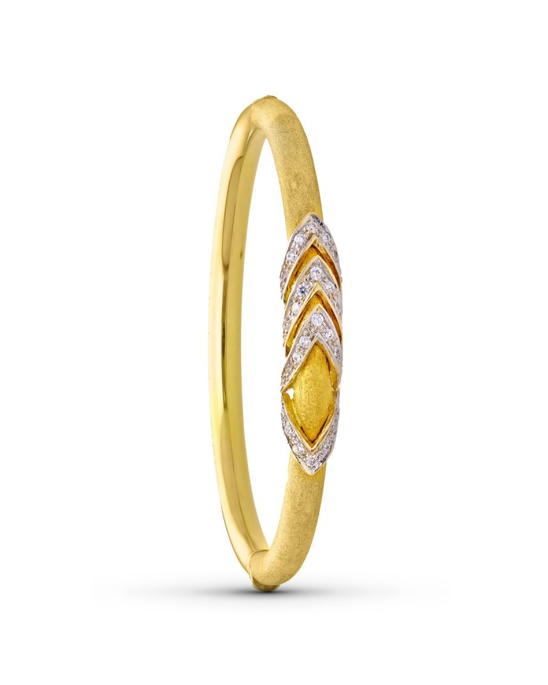 Pulsera oro 18k bicolor media caña circonitas