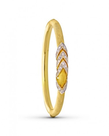 Pulsera oro 18k bicolor media caña circonitas