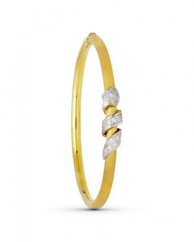 Pulsera oro 18k bicolor media caña con piedras
