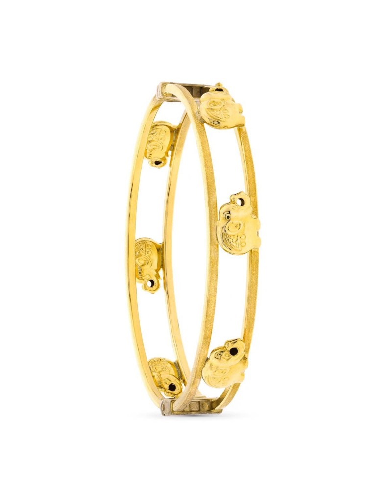 Pulsera oro 18k rígida elefantes 11mm