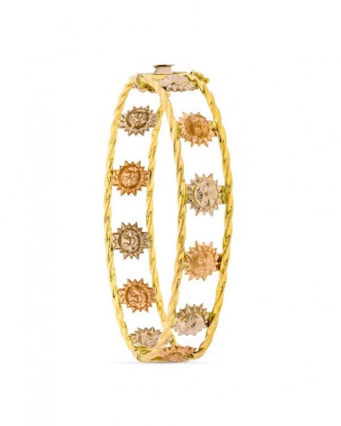 Pulsera oro 18k tricolor soles 13mm
