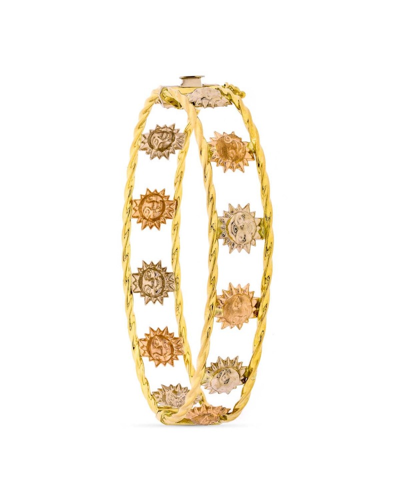 Pulsera oro 18k tricolor soles 13mm