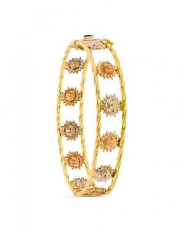 Pulsera oro 18k tricolor soles 13mm