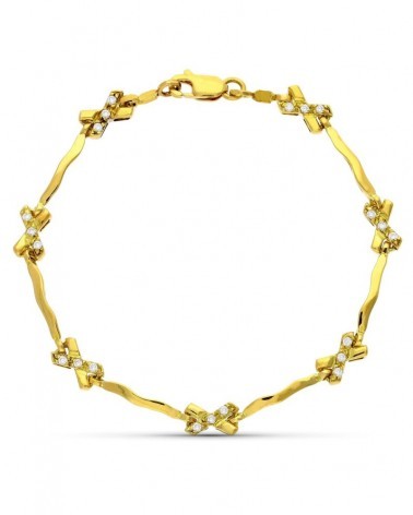 Pulsera oro amarillo 18k cruces circonita 10,1g