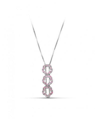 Gargantilla oro blanco 18k triple círculo circonita