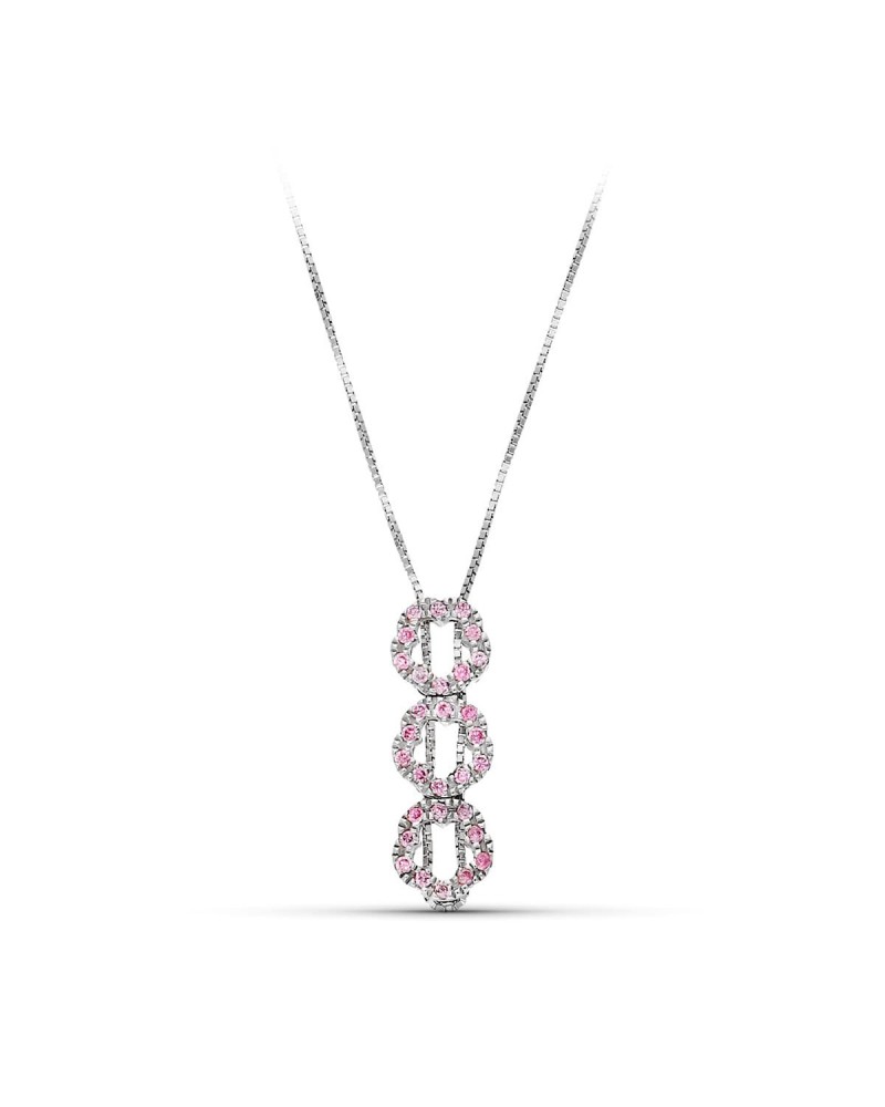 Gargantilla oro blanco 18k triple círculo circonita