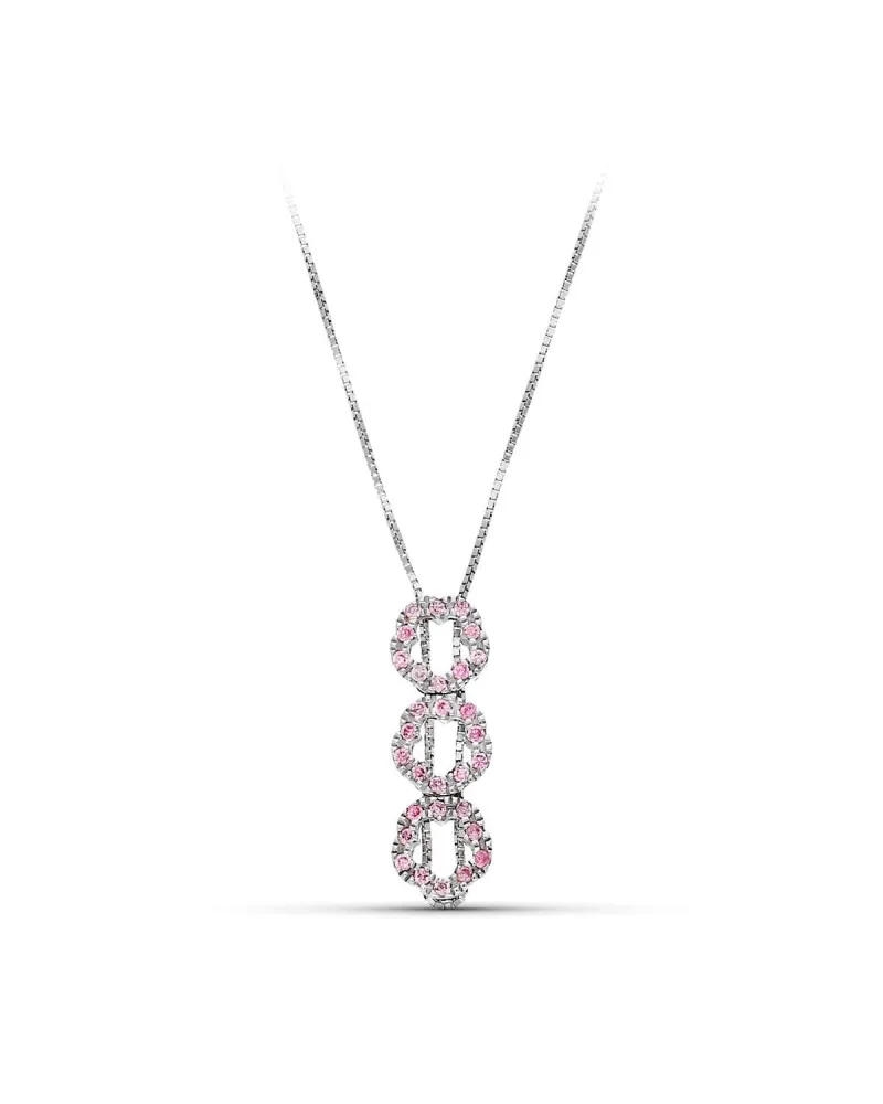 Gargantilla oro blanco 18k triple círculo circonita