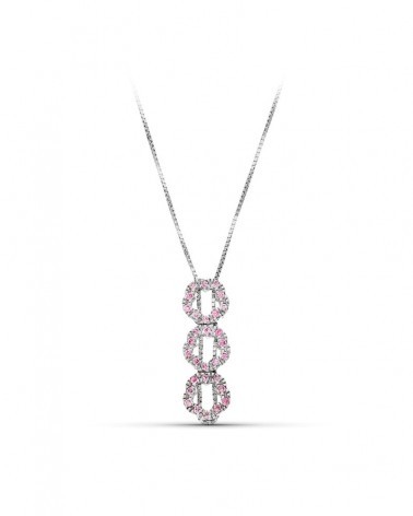 Gargantilla oro blanco 18k triple círculo circonita