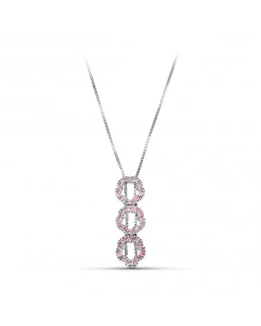 Gargantilla oro blanco 18k triple círculo circonita